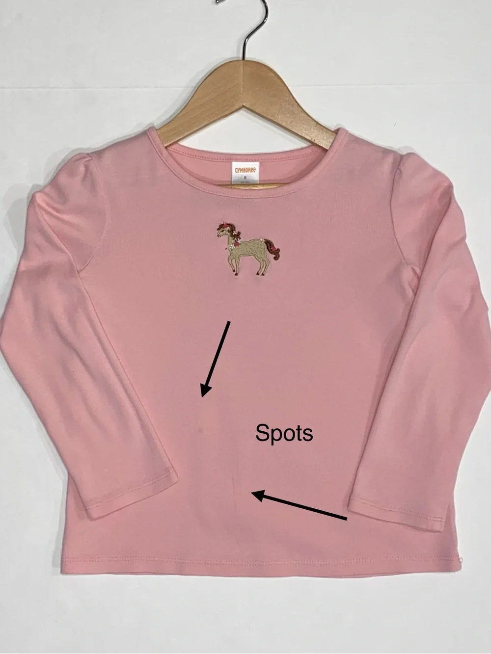 Gymboree Girls Pink Long Sleeve Tee with Embroidered Pony Size 6